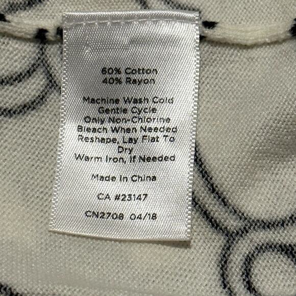 Talbots Three Quarter Sleeve Tipped Button Cuff Sweater Geo Print Women's Size M - Picture 6 of 8